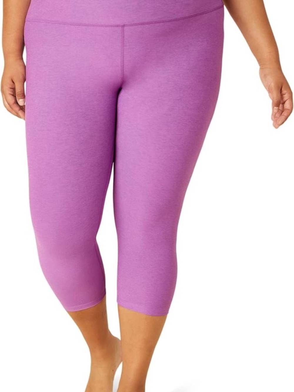 Beyond Yoga | Plus Size Spacedye High Waisted Capris | Bright Iris Heather | 1X